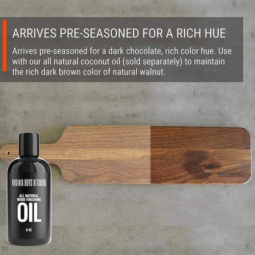 Made in USA Walnut Cutting Board by Virginia Boys Kitchens - Butcher Block made from Sustainable Hardwood (Handle - 4x20)