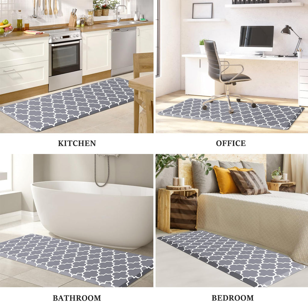 WISELIFE Anti Fatigue Floor Mat - 4/5 Inch Thick Kitchen Mat Non Slip Waterproof Heavy Duty Ergonomic Comfort Mat Durable for Home, Office, Sink, Laundry,(24" x 70", Grey)
