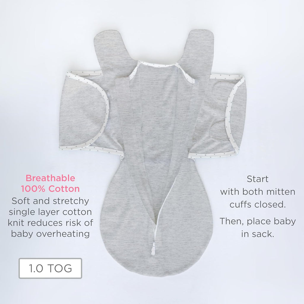 SwaddleDesigns 6-Way Omni Swaddle Sack - Arms Up Design for Newborns | Calms Startle Reflex, Improves Sleep, Small (0-3 Mo, 6-12 lbs), Heathered Butterum