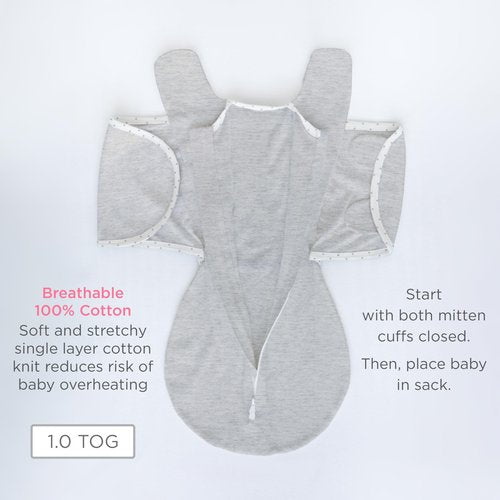 SwaddleDesigns 6-Way Omni Swaddle Sack, Arms Up Swaddle for Newborn, More Options to Calm Startle Reflex, Improves Sleep, Easy Transition Baby Sleep Sack, 12-18 lbs, Heathered Gray