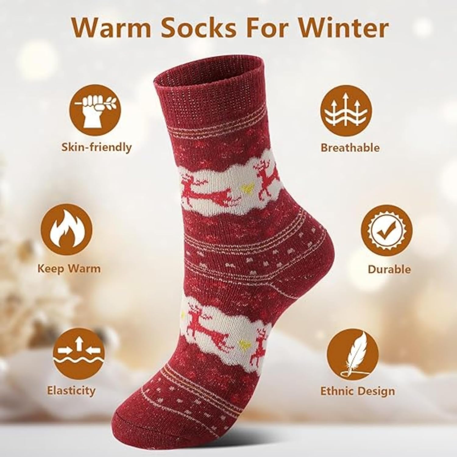 Skiennix Ultra Soft Casual Crew Socks - 5 Pairs of Breathable Comfort for All-Day Wear