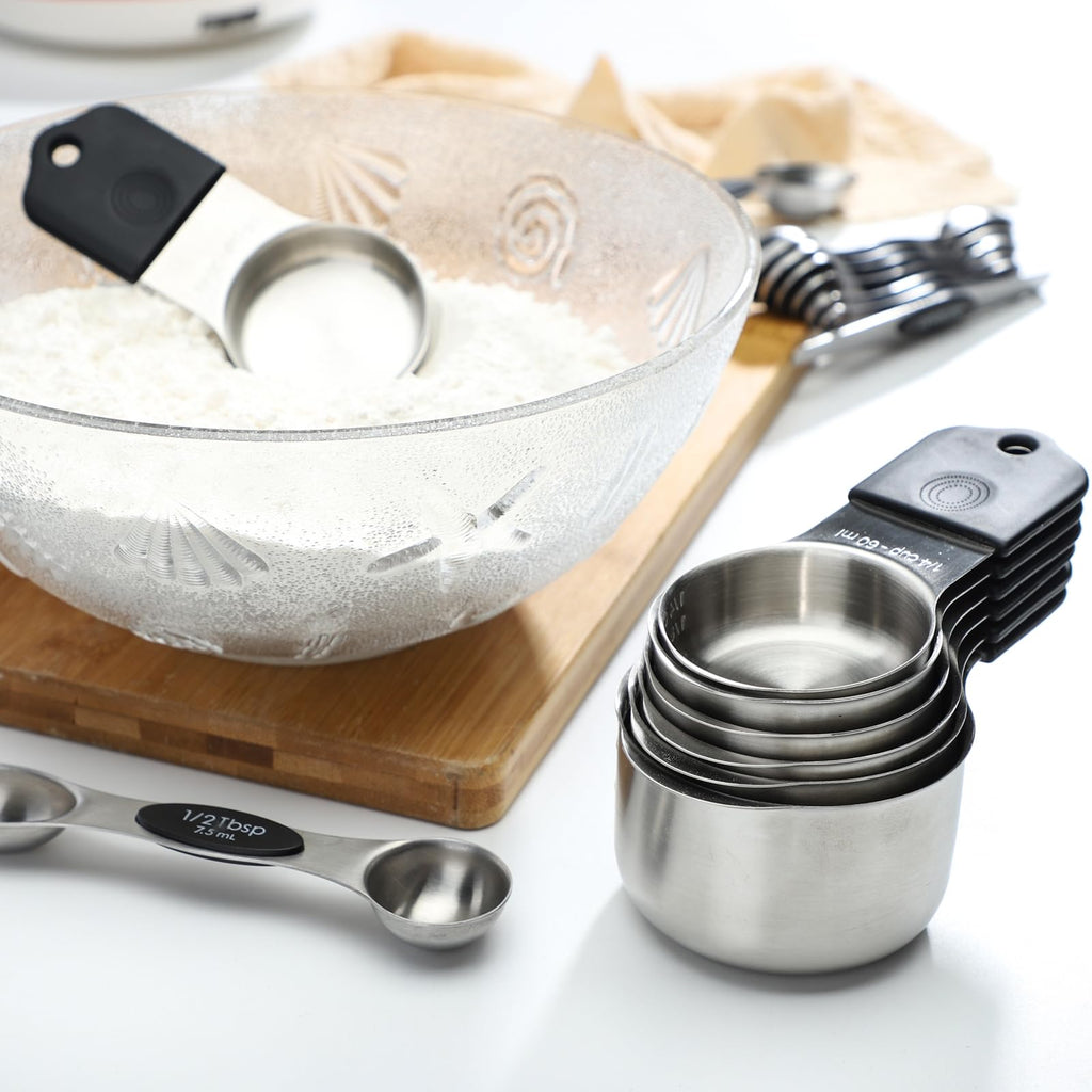 Magnetic Measuring Cups and Spoons Set of 16 Includes 7pcs Stainless Stee Stackable Nesting Magnetic Measuring Cup 9pcs Magnetic Measuring Spoon for Dry and Liquid Ingredients