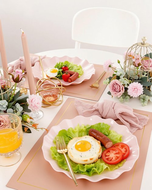 LIYH 20 Pcs 10 Inch Pink Scalloped Plastic Plates Reusable - Unbreakable Plastic Wavy Plates for Weddings Party Outdoor Picnics Dishwasher Safe BPA Free 10" Dinner Plate Easter