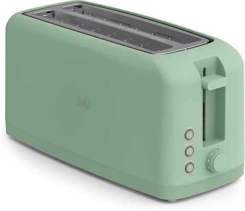 Bella 4 Slice Slim Toaster - 10” Long Slot with 6 Shade Settings & Auto Shutoff | Seaglass Color