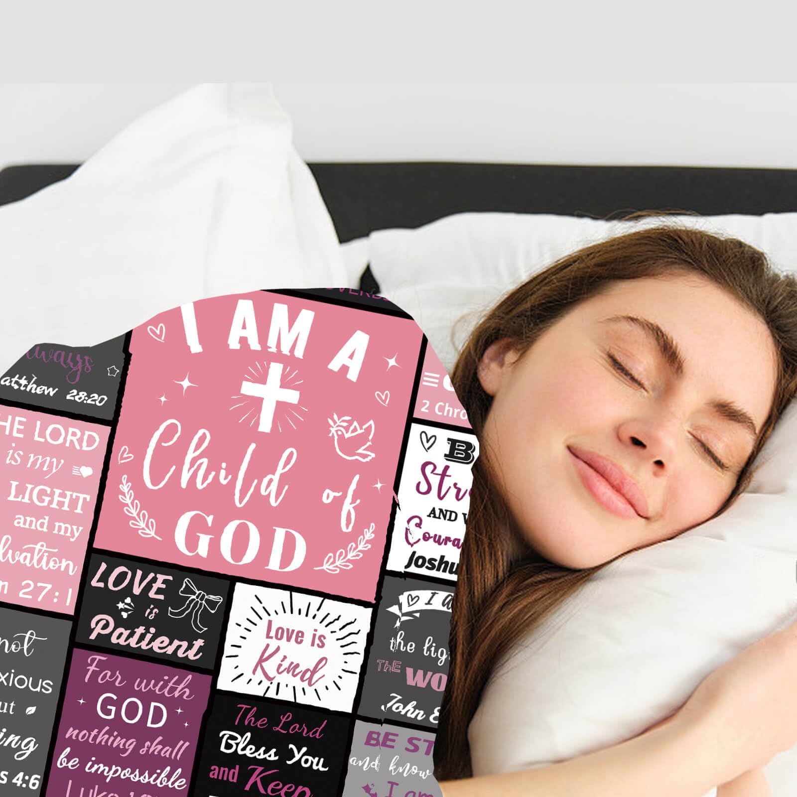 Christian Gifts for Women Blanket, Inspirational Religious Birthday Gifts, Baptism Confirmation Gifts for Girls, I Am a Child of God Blankets, Bible Verse Blanket 60"x50"