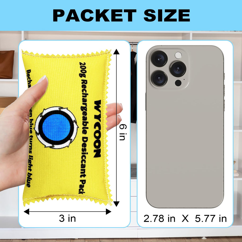 200g Rechargeable Desiccant Pack of 10, Moisture absorbers Bag, Desiccant Dehumidifier bag, Dehumidifier for Home Closets,Gun Safe, and Cars