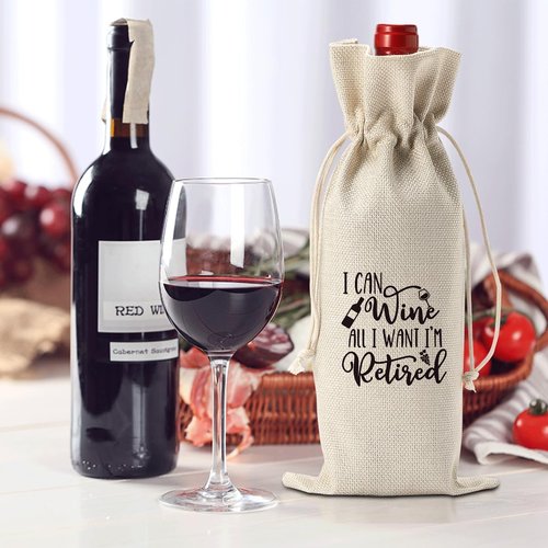 Funny Retirement Gifts for Woman Men Retirement Wine Gifts Bag Happy Retirement Party Decorations Retired Gifts Leaving Gifts for Coworkers Boss I Can Wine All I Want I'M Retired