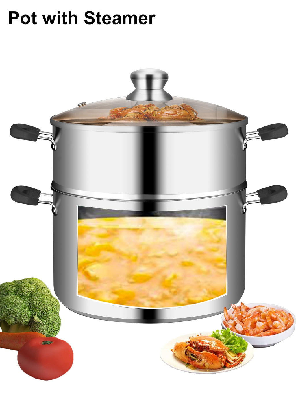 VENTION 7.1 Inch Small Vegetable Steamer for Cooking, Stainless Steel Couscoussier 2.6 QT, 2 Tier Induction Small Steam Pot for Broccoli, 18cm Couscous Steamer Pan