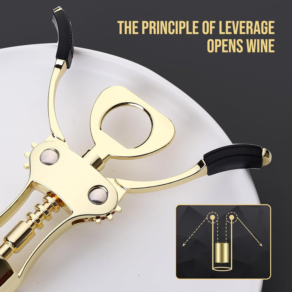 Wine Opener, Zinc Alloy Premium Wing Corkscrew Wine Bottle Opener with Multifunctional Bottles Opener, Upgrade