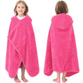 Hiturbo Kids Hooded Bath Towel: 100% Cotton Soft Thick Absorbent Towels Wrap - 50"x30" Shower Beach Pool Wearable Blanket for 3-12 Yrs Boys Girls - Pink