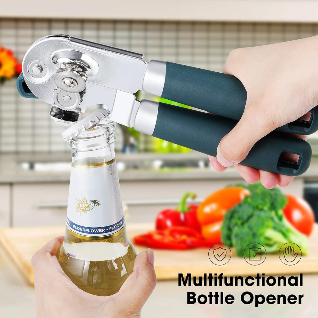 Beneno Manual Can Opener - Heavy Duty Carbon Steel Blade with Magnet & Soft Grip Handle | Green