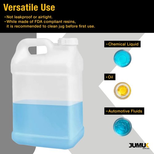 Jumuk Supplies 2.5 Gallon Plastic Jugs with Lids, Water Jugs Bottles Storage Containers with Ergonomic Handle, FDA Compliant Made in USA HDPE Containers (Pack of 1, Natural)