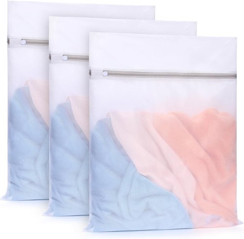 Muchfun Fine Mesh Laundry Bags - 3 Durable Bags for Delicates | 16 x 20 Inches (Large)