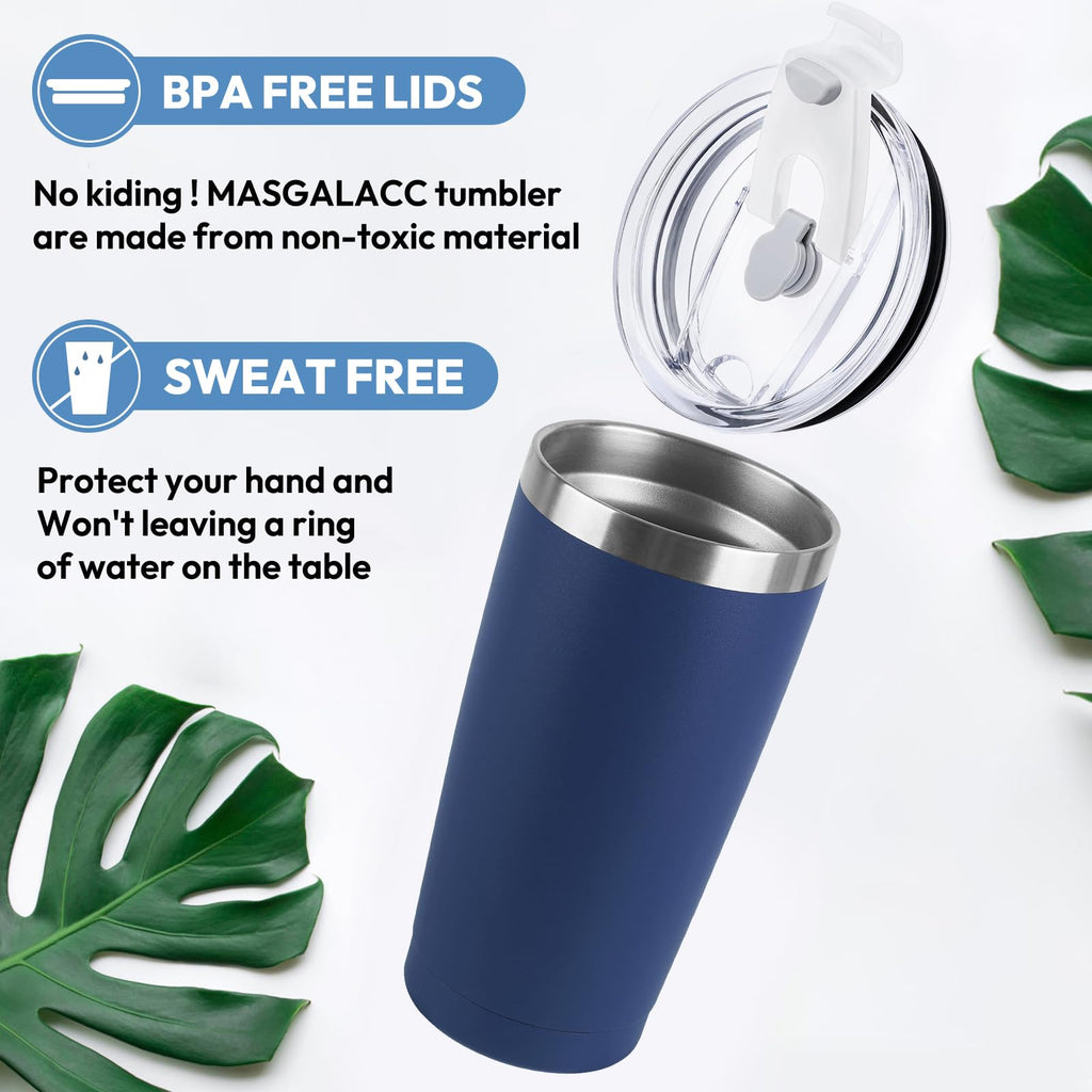 MASGALACC Retirement Gifts for Men Women Coworkers - Funny Retired 2025 Party Decorations for Coworkers, 20oz Stainless Steel Double Wall Vacuum Insulated Tumbler, Navy Blue