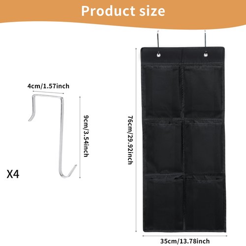 GOMAJI Over the Door/Wall Shoe Organizer, 2 Pack, Narrow, Hanging Shoe Rack for Closet, Bathroom, RV, Pantry, Camping, BLACK