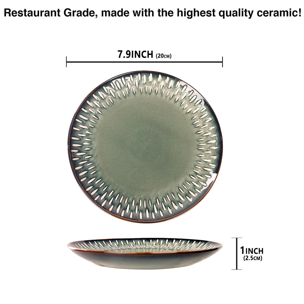 jinsongdafa 10.6-Inch Porcelain Plates Set, for Appetizer, Dinner Plates, Salad, Dessert, Snacks, Serving Plate Set of 4, Microwave and Dishwasher Safe, apply Home, Restaurant