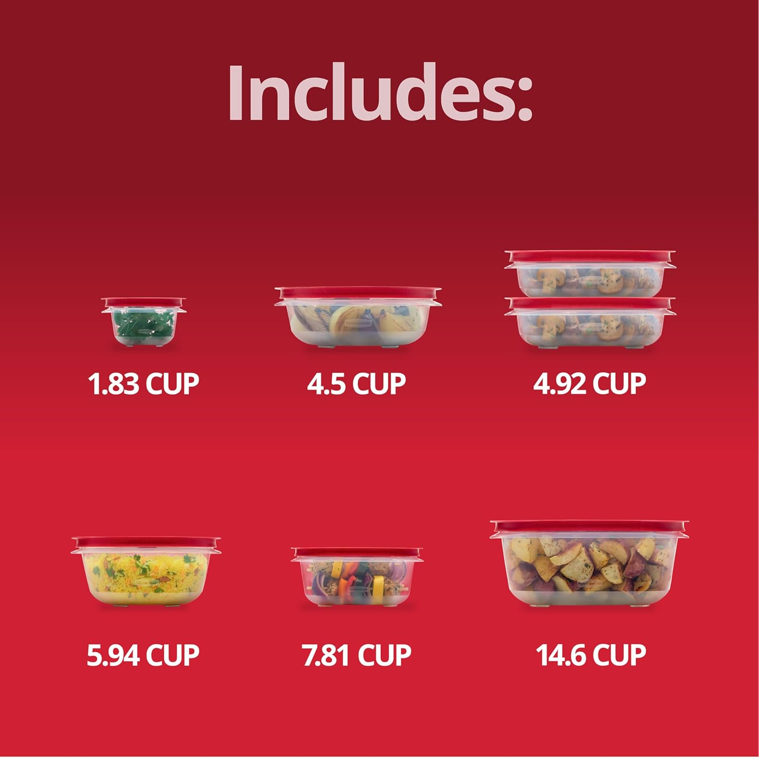 Rubbermaid EasyStore 14-Piece Food Storage Container Set - Square & Round with Lids