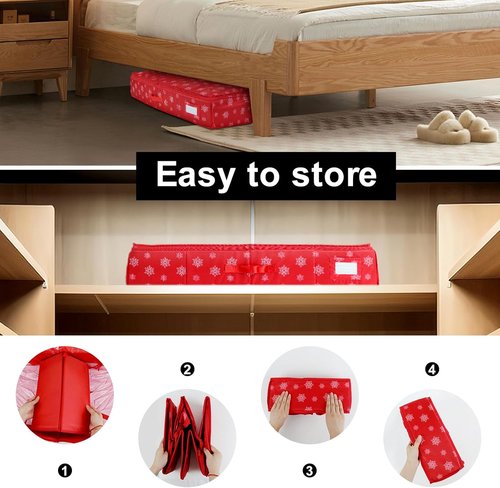 Gift Wrap Storage Organizer by Christmas | Heavy-Duty 600D Underbed Bag with Pockets - Large Size for Holiday Accessories