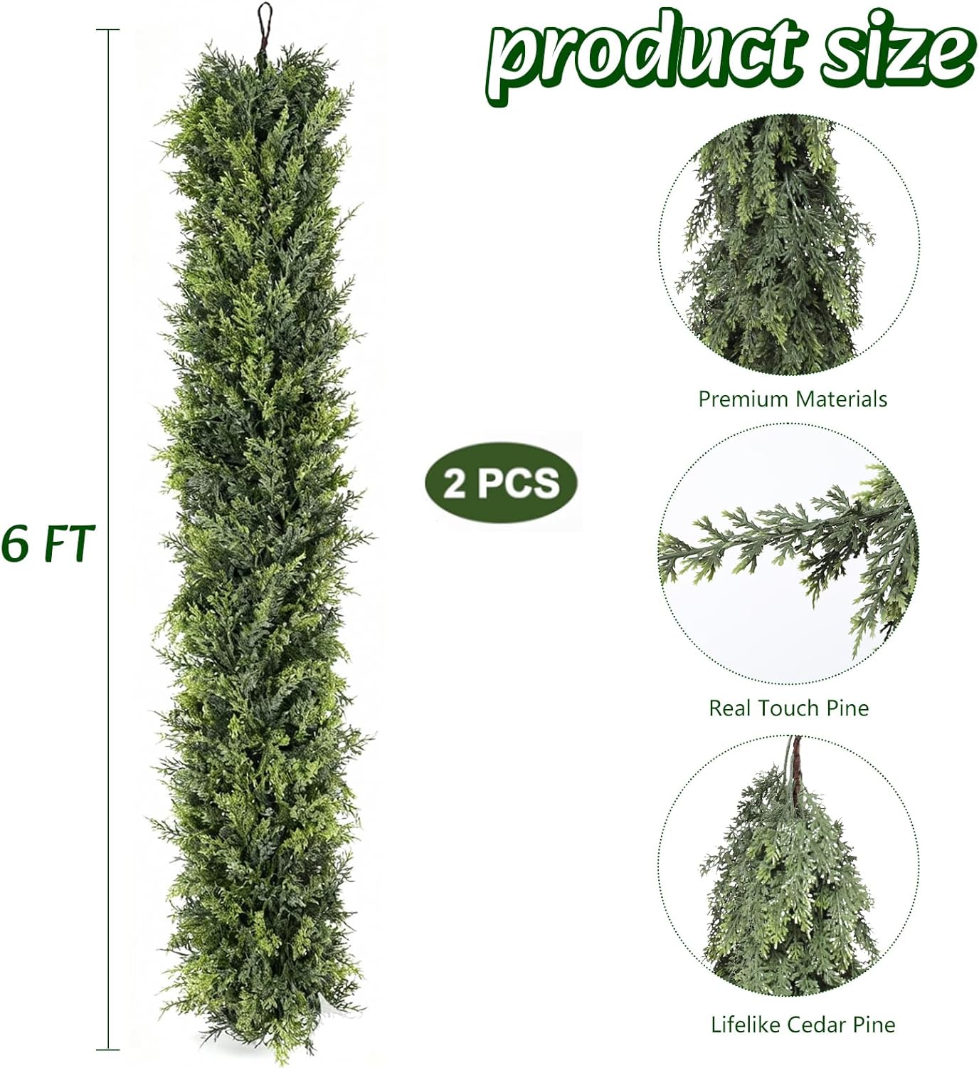 Bdor 6ft Artificial Cedar Garland - Realistic Faux Greenery for Holiday Decor | Perfect for Mantels, Staircases, Doorways
