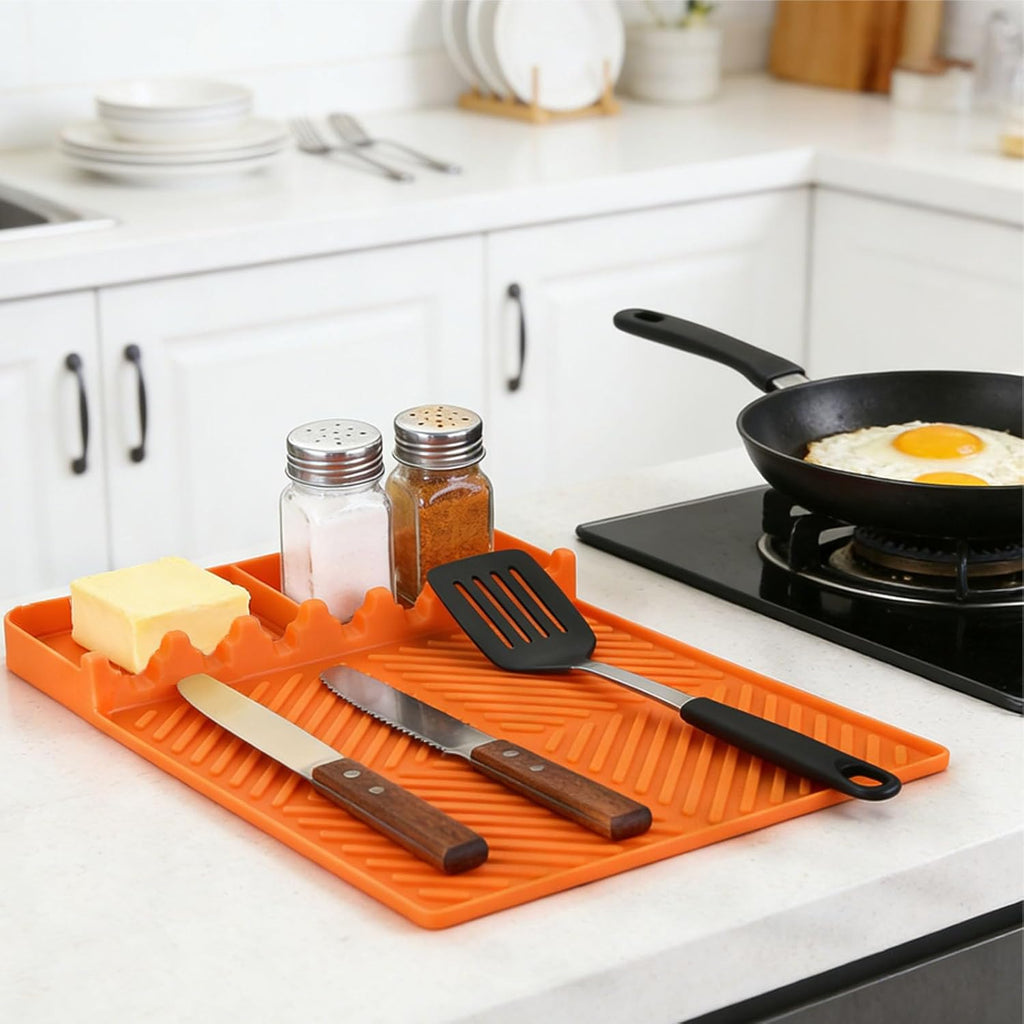 Skiennix Silicone Griddle Tools Mat - Versatile Cooking & Baking Countertop Pad | Orange Color