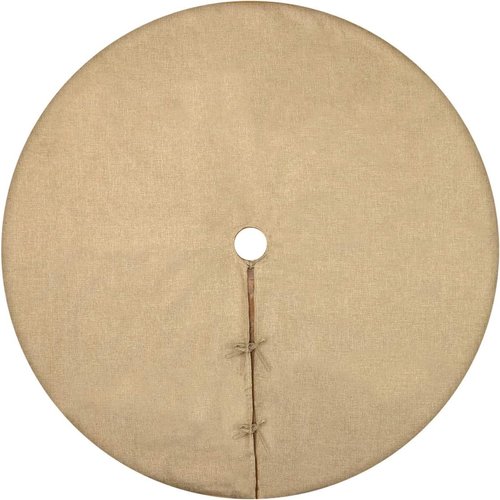Yuboo Mini Burlap Brown Tree Skirt, 24in Small Double-Layer Linen Rustic Farmhouse Spring Xmas Skirt for Tabletop Tree Countryside Xmas Party Decor Ornaments