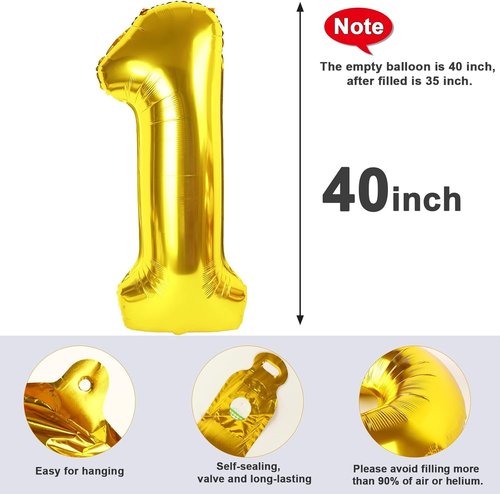 Gold Number Balloon by [Brand Name] - 40 Inch Foil Decoration for 18th Birthday & Wedding Celebrations