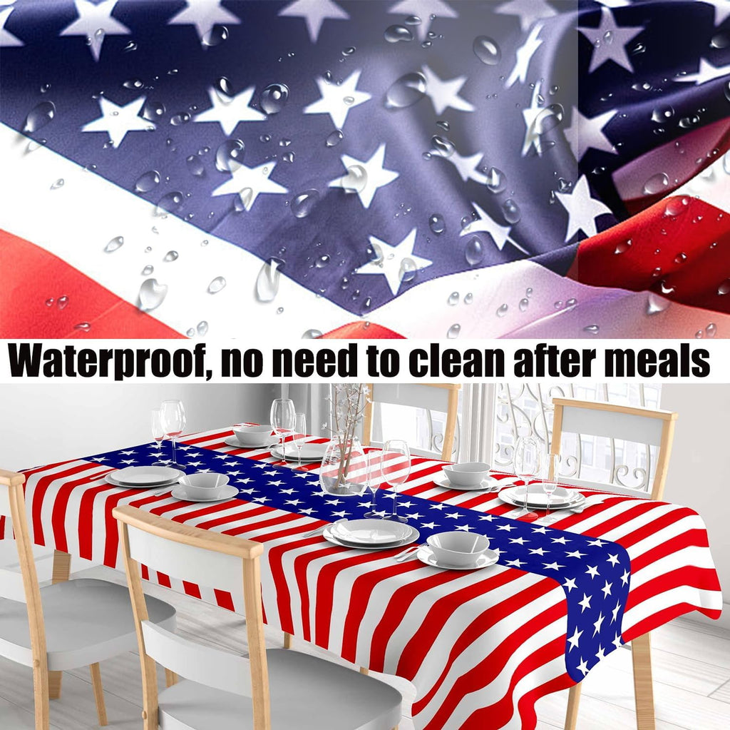 Patriotic Tablecloth by [Brand Name] - 2 Pack Red, White & Blue Disposable Plastic | 54” x 108” for 4th of July Celebrations