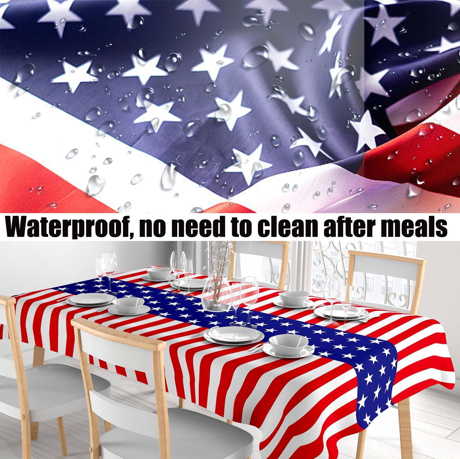 Patriotic Tablecloth by [Brand Name] - 2 Pack Red, White & Blue Disposable Plastic | 54” x 108” for 4th of July Celebrations