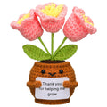 Wavwavw Teacher's Day Appreciation Gifts Thank You for Helping Me Grow Handmade Crochet Flower Doll with Card for Teacher Graduation Gifts Office Decor(Bell Orchid)