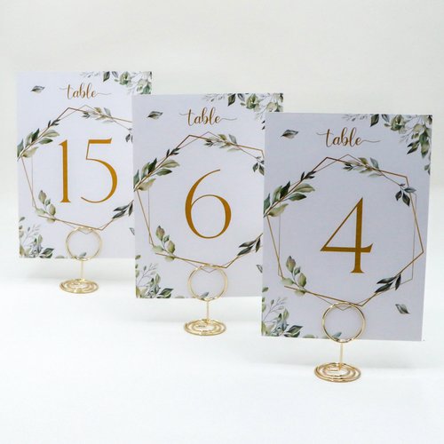 Wedding Table Numbers 1-20 for Wedding Reception with Gold Holders (Eucalyptus W/Gold Holder)