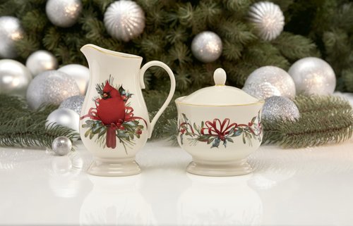 Lenox 847266 Winter Greetings Sugar & Creamer Set, Christmas & Holiday Hosting