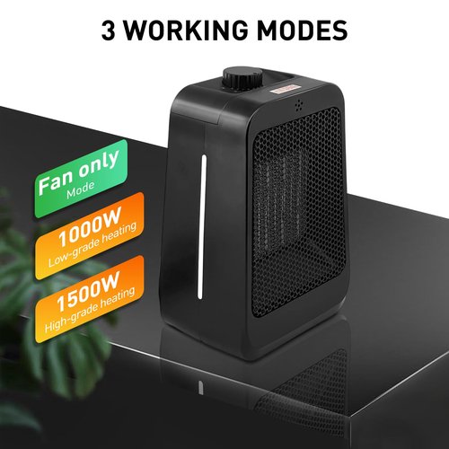 Portable Space Heater, Electric PTC Ceramic Heaters for Indoor Use, 2S Efficient Heating, Tip-Over & Overheat Protection for Bathroom Home Office Bedroom-612