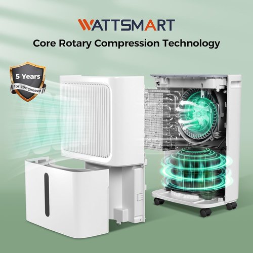 MAX 34 Pint Dehumidifier - 2,500 Sq. Ft. Smart Humidity Control with Drain Hose & 24HR Timer | Ideal for Basement, Bathroom & Bedroom