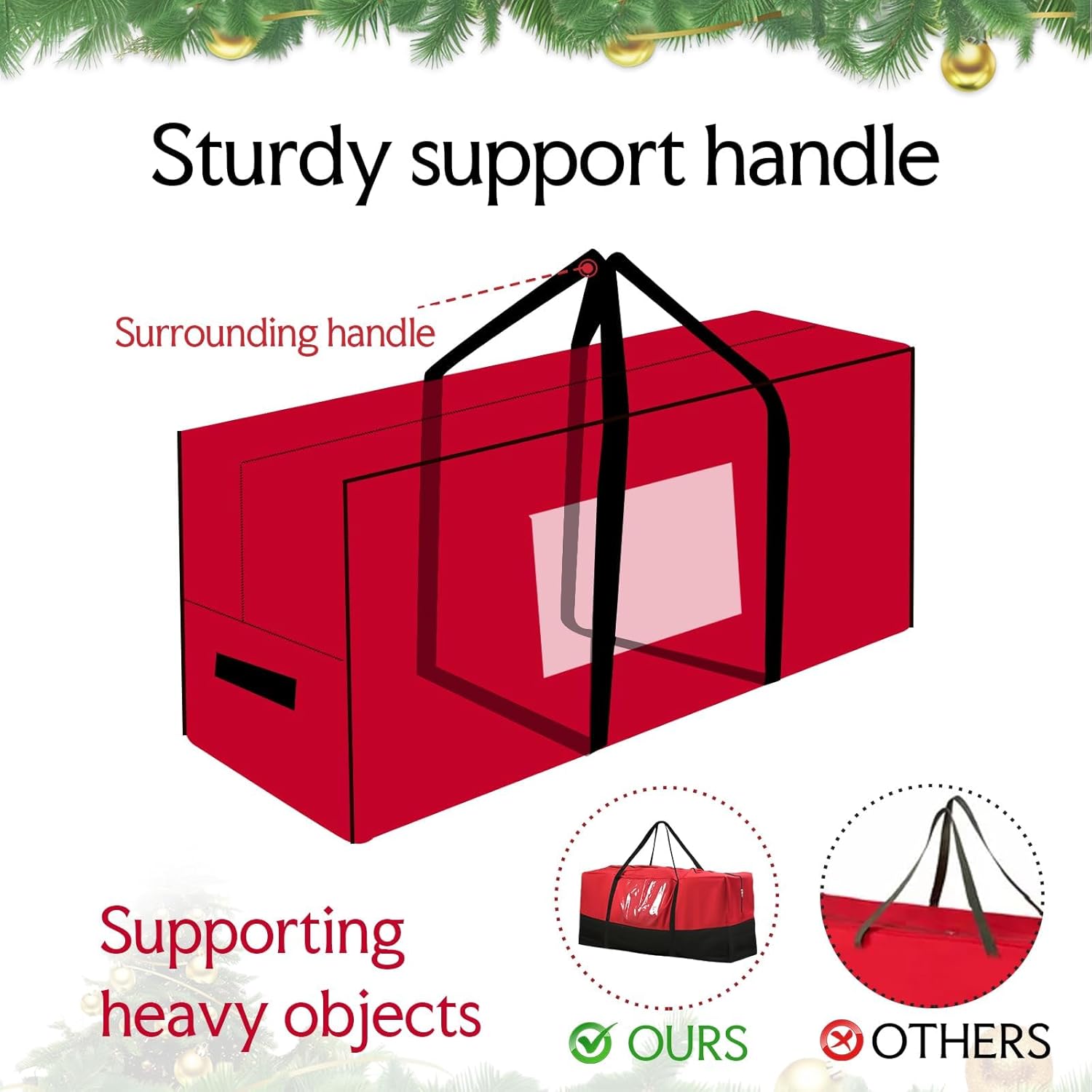 Regine Switzerland Christmas Tree Storage Bag - Heavy Duty 600D Oxford for 10 Ft Trees | Dampproof with Reinforced Handles & Dual Zipper