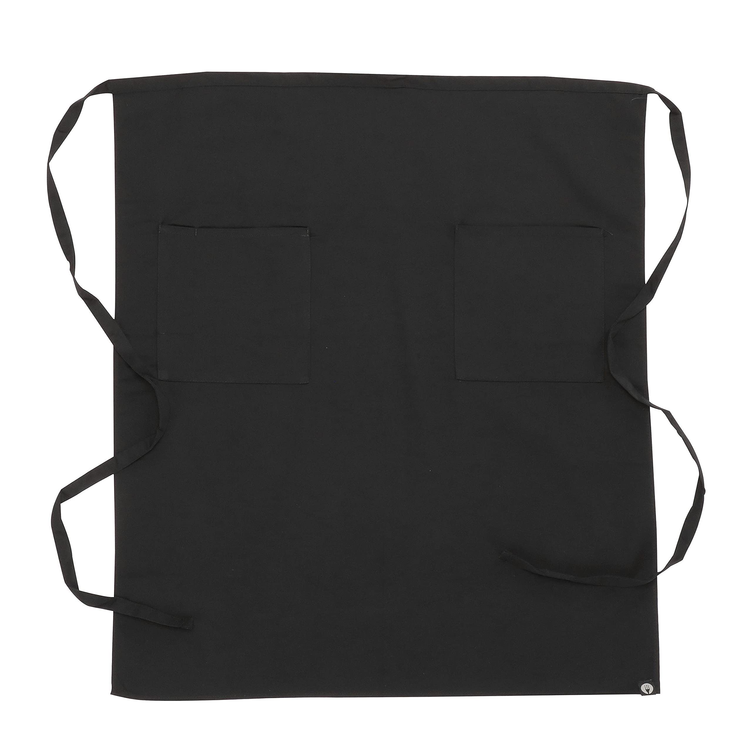 Chef Works Unisex Two Pocket Bistro Apron, Black, One Size
