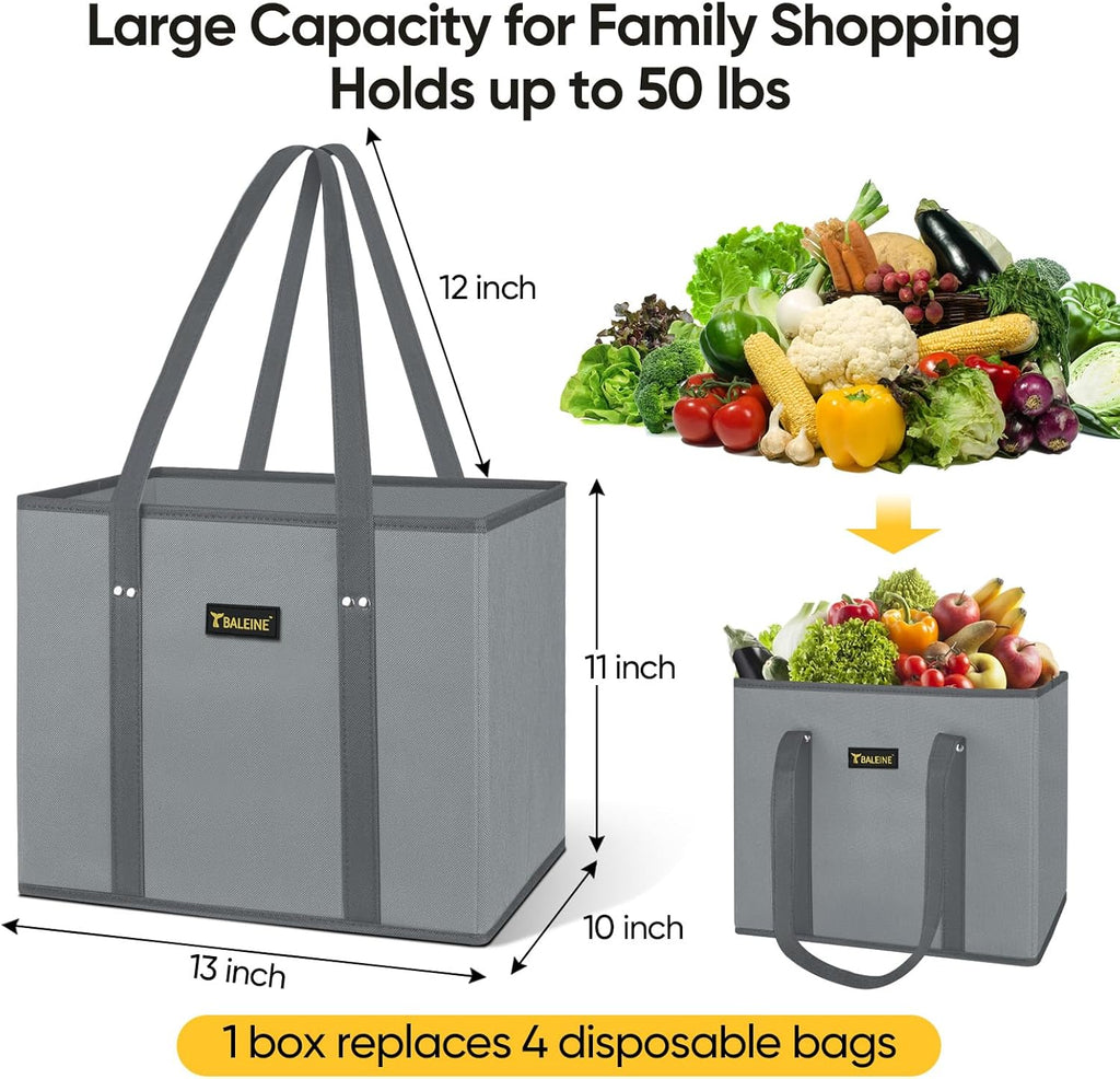BALEINE Reusable Grocery Bags - Foldable Shopping Bags with Reinforced Bottom & Handles | Blossom Season (3-Pack)