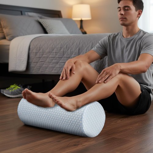 Novabright 2 Pack Cooling Neck Roll Pillow for Pain Relief Memory Foam Round Cylinder Bolster Cervical Round Support Pillow with Washable Breathable Cover for Sleeping(15.8 x 6 Inch)