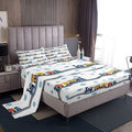 Erosebridal Cute Steam Engine Queen Sheets for Kids Toddlers Kawaii Train Sheet & Pillowcase Sets Construction Vehicles Bed Sheets Cartoon Railway Sheet Set Boys Car Theme Sheets 4pcs