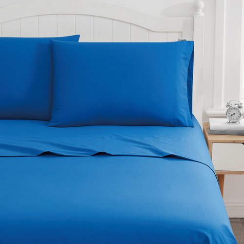Crayola Cotton Percale Solid Blue Twin 3 Piece Sheet Set