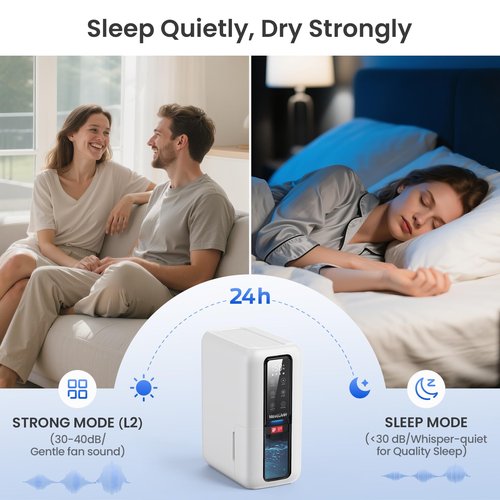 Dehumidifier for Home, Dehumidifiers for Bathroom, Bedroom, Living room, Closet with 68 OZ Water Tank, Moisture Absorbers, Auto Shut Off, Auto Humidity Control, 7 Colors LED Light, White