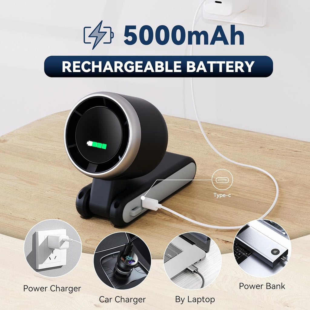 PlayHot Portable Handheld Turbo Fan - Compact Design with USB-C Cable | Sleek Black Finish