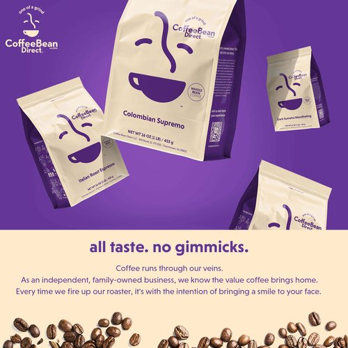 Coffee Bean Direct Half-Caff Colombian, Whole Bean Coffee, Light Roast, 5 Pound Bag (Pack of 1)