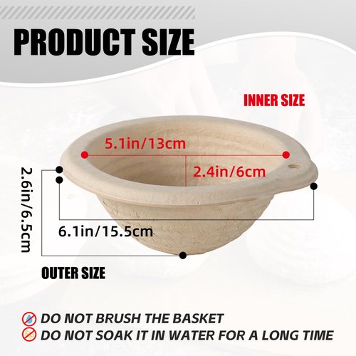 13cm/5inch Mini Sourdough Banneton Round Pulp Bread Proofing Basket Set 12 with Linen Liners Homemade Bread Baking Supplies