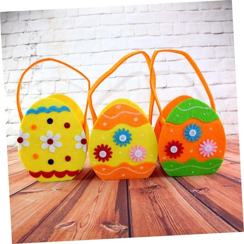 minkissy Easter Themed Candy Pouch Portable Egg Shaped Bag Color Non Woven Fabric for Party Favors Treats and Egg Hunts for Surprises and Decorations