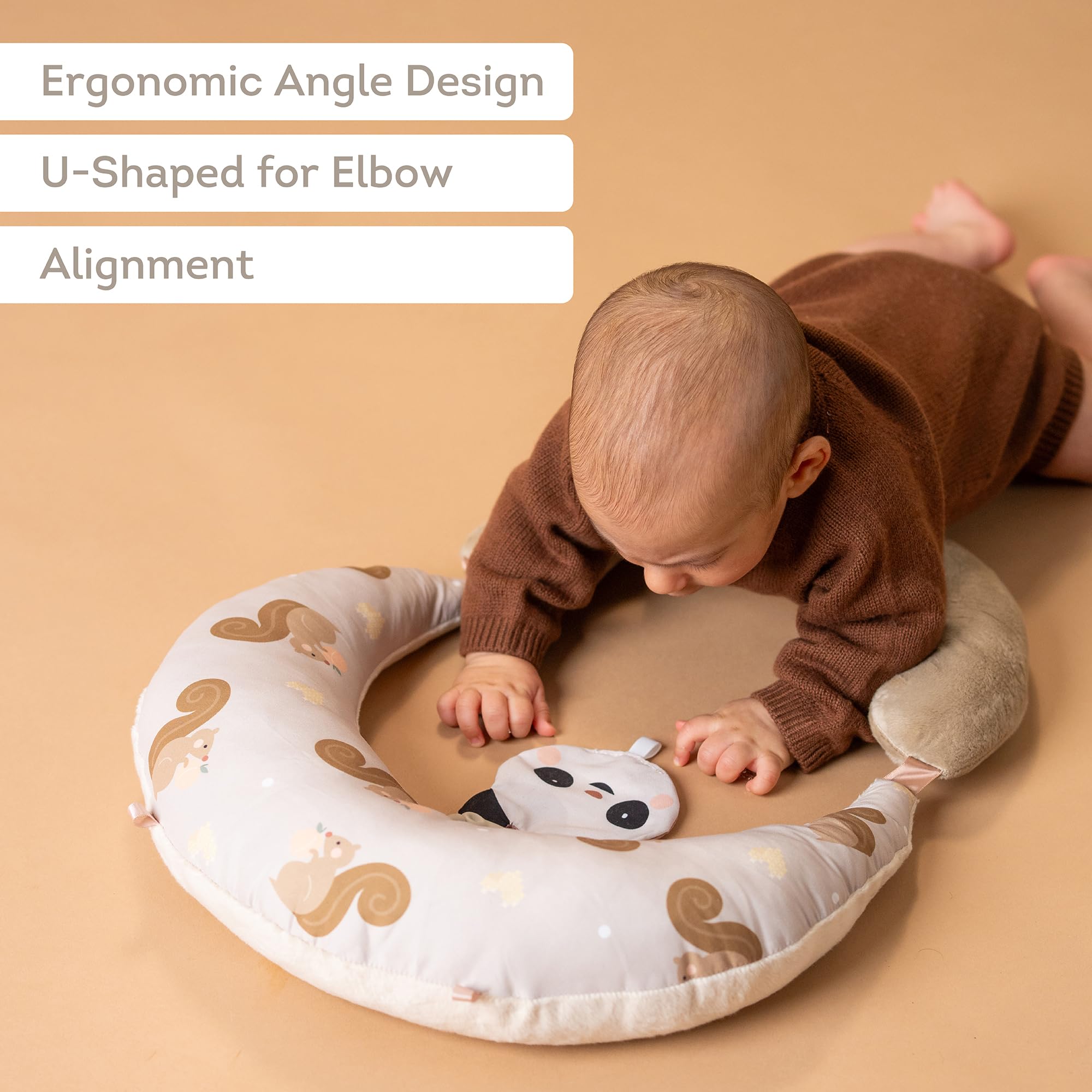 Taf Toys Tummy Time Support, 2-Stage Baby Toy for Newborns 0-6M, Crinkle Toy & U-Shape Design, Strengthens Neck/Back Muscles, Comfortable Baby Essentials & Must-Haves Montessori Toy for Infant Newborn