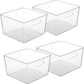 Vtopmart Extra Large Clear Plastic Storage Bins - 11x11 Cube Acrylic Organizers with Handles for Home & Pantry