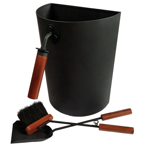 Ash Metal Bucket with Brush & Shovel Fireplace Tools Set, 3.5 Gallon Space Saving Design for Cleaning Charcoal Ash Disposal for Indoor/Outdoor Fire Pits, Wood Burning Stoves, Coal/Pellets Ash Can Pail