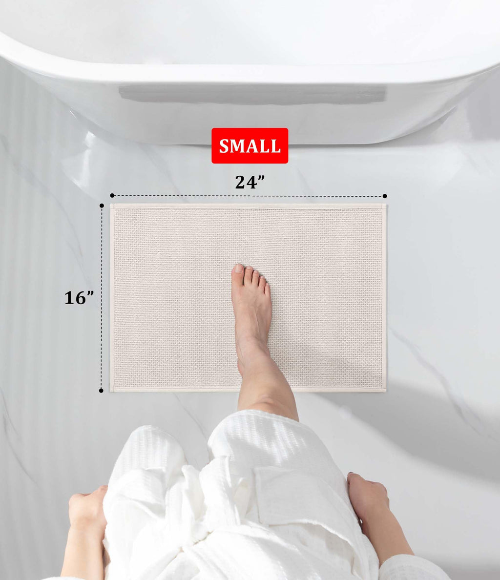 YIHOUSE Bathroom Rugs Mat 16x24, Non Slip Quick Dry Bath Mats for Bathroom Absorbent Ultra Thin Bath Rugs Machine Washable Fit Under Door for Sink, Cabinet, Laundry (Beige, 16"x24")