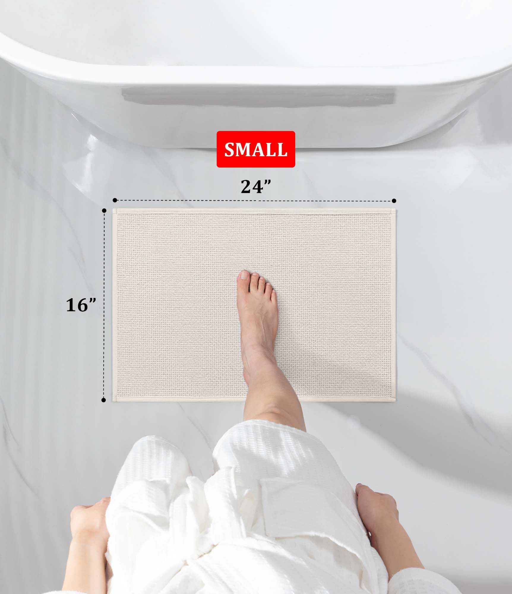 YIHOUSE Bathroom Rugs Mat 16x24, Non Slip Quick Dry Bath Mats for Bathroom Absorbent Ultra Thin Bath Rugs Machine Washable Fit Under Door for Sink, Cabinet, Laundry (Beige, 16"x24")