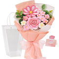Alecono Crochet Flower Bouquet, Knitted Flowers, Pink Handmade Bouquet of Flowers for Mother's Day Anniversary Birthday Party Graduation Valentine's Day Gifts (Include Card)